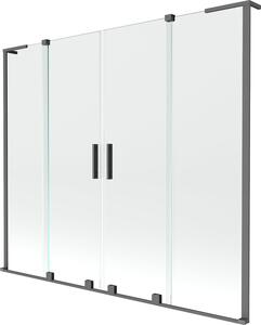 Mexen Velar L Duo kétszárnyú tolható kádparaván 200 x 150 cm, átlátszó, gun metal - 896-200-003-02-95
