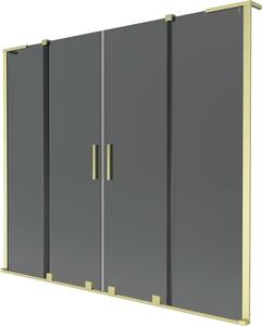Mexen Velar L Duo dupla tolóajtós kádparaván 200 x 150 cm, grafit, arany kefélt - 896-200-003-42-55