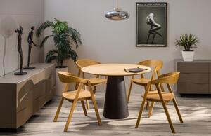 Tölgy étkezőasztal Marco Barotti 130 cm, matt fekete alappal
