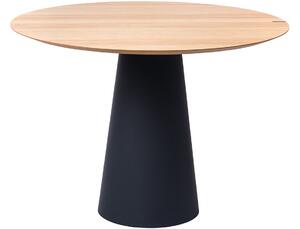 Tölgy étkezőasztal Marco Barotti 110 cm, matt fekete alappal