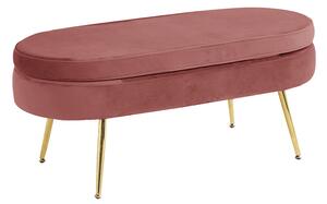 KONDELA Luxus zsámoly/puff, rózsaszín Velvet szövet/króm arany, Art-deco, NOBLIN TABURET TYP 2