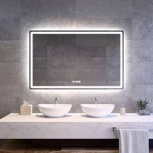 Welland Type-20V kétszemélyes LED tükör - fényerő + színhőfok állítás + páramentesítő + óra - 120 x 75 cm