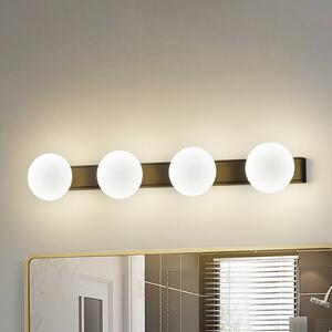 Lucande LED fürdőszoba fali lámpa Myrra, fekete, üveg, 60 cm, IP44, Fekete, Fürdőszoba, Alumínium, Modern