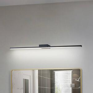Lucande LED-es tükörlámpa Kivana, fekete, fém, 90cm, IP44, Fekete, Fürdőszoba, Alumínium, Modern
