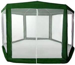 Kerti pavilon, MultiGarden PAW 2X2X2 NET, zöld, 2 x 2 m, 6 szúnyoghálós oldalfallal, fém vázzal, vízálló PE ponyva, 2 m magassággal, cipzáras bejárat