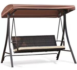 HURGHADA 3 személyes rattan hintaágy - barna - 201x122x182 cm