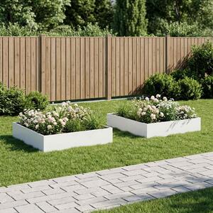 VidaXL Kerti cserép 2 db Fehér 80 x 80 x 20 cm Hidegen hengerelt acél