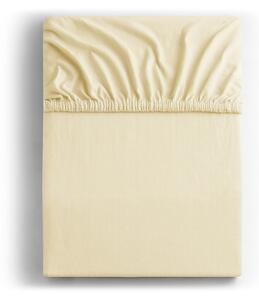 Amber Collection krémszínű pamut gumis lepedő, 200-220 x 200 cm - DecoKing