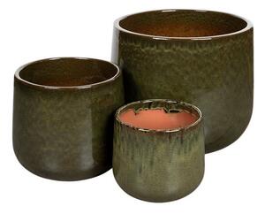 Corsica Caldron Kerámia Növénytartó Szett Cédruszöld 23,5x21-42x37,5cm S/3
