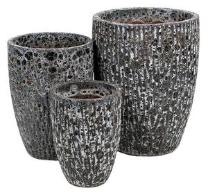 Brisbane Vase Kerámia Növénytartó Szett Antik Savmaratott Szürke 26x34-43x55cm S/3