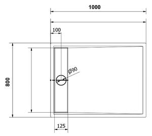 Welland kőhatású zuhanytálca szifonnal 80 x 100 cm - fekete (GT-10080LS)