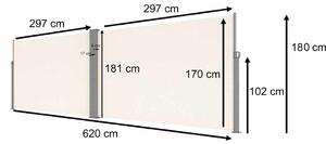 LUARO sarok terasz napellenző behúzható 180 x 620 cm bézs színben