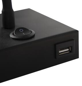Modern rugalmas fali lámpa USB fekete - Zeno