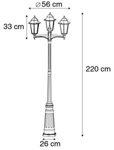 Kültéri lámpa fekete 220 cm 3 fényű IP44 - Havanna