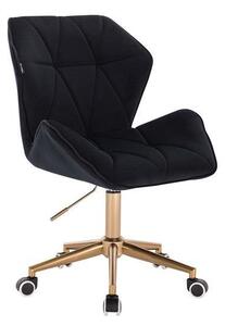 HR212K Fekete modern velúr szék arany lábbal
