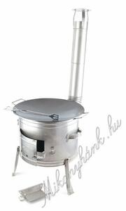 42cm Rozsdamentes bográcsház + hússütő tárcsa 50 cm 8részes