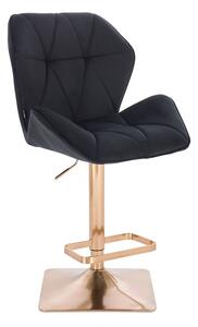HR212N Fekete modern velúr szék arany lábbal
