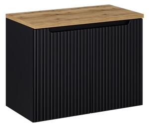 Fürdőszoba szekrény felsővel NOVA Black D80/3 | 80 cm
