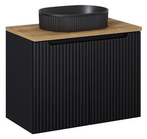 Fürdőszoba szekrény mosdóval és tetővel NOVA Black DU80/3 | 80 cm