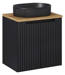 Fürdőszoba szekrény mosdóval és tetővel NOVA Black DU60/3 | 60 cm