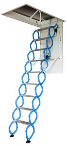 Elektromos padláslépcső, kihúzható, 3,4 m, kék, acél vázzal