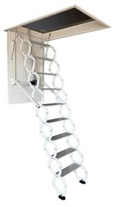 Elektromos padláslépcső, kihúzható, 3,4 m, fehér, alumínium vázzal