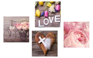 Képszett virágok csendélete kereszttel és Love felirattal