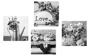 Képszett romantikus vintage csendélet fekete-fehérben