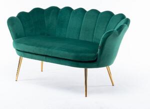 FREY Sötétzöld modern velúr kanapé arany lábbal