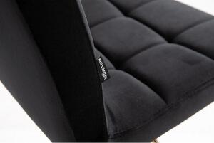 HR7009 Fekete modern velúr szék arany lábbal