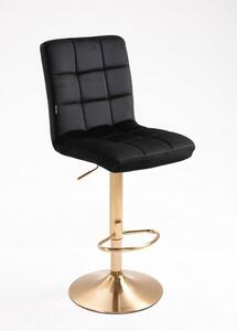 HR7009 Fekete modern velúr szék arany lábbal