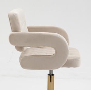 HR8403CROSS Krémszínű modern velúr szék arany lábbal