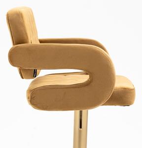 HR8403W Mézbarna modern velúr szék arany lábbal