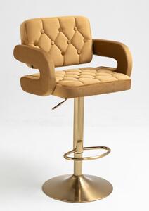 HR8403W Mézbarna modern velúr szék arany lábbal
