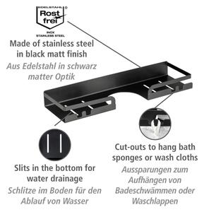 Fekete öntapadós rozsdamentes acél fürdőszobai polc Altarella – Wenko