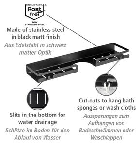 Fekete öntapadós rozsdamentes acél fürdőszobai polc Altarella – Wenko