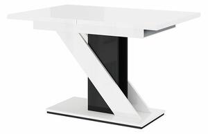 Asztal Goodyear 105, Fényes fekete, Fényes fehér, 76x80x120cm, Hosszabbíthatóság, Laminált forgácslap