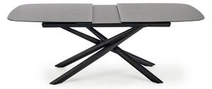 Asztal Houston 890, Sötétszürke, Fekete, 77x95x180cm, Hosszabbíthatóság, Edzett üveg, Fém