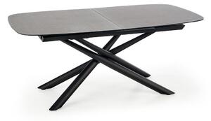 Asztal Houston 890, Fekete, Sötétszürke, 77x95x180cm, Hosszabbíthatóság, Edzett üveg, Fém