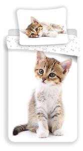 Fehér egyszemélyes pamut gyerek ágyneműhuzat 140x200 cm Kitten – Jerry Fabrics
