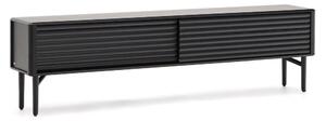 Fekete TV-állvány tölgyfa dekorral 200x57x35 cm Lenon – Kave Home