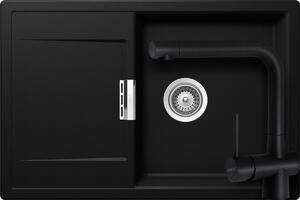 Schock Mono D-100 konyhai mosogatótálca 765 x 510 mm és Schock Laios konyhai csaptelep Cristadur Puro, intenzív fekete