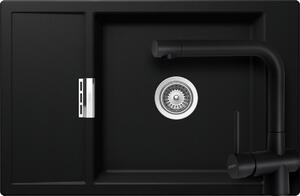 Schock Mono D-100XS konyhai mosogatótálca 780 x 510 mm és Schock Laios konyhai csaptelep Cristadur Puro, intenzív fekete