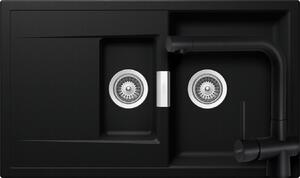 Schock Mono D-150 konyhai mosogatótálca 860 x 510 mm és Schock Laios konyhai csaptelep Cristadur Puro, intenzív fekete