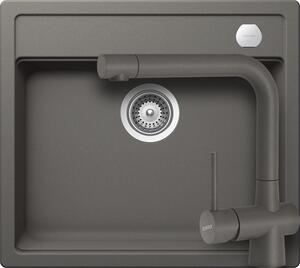 Schock Mono N-100 konyhai mosogatótálca 570 x 510 mm és Schock Laios konyhai csaptelep Cristadur Silverstone, sötétszürke