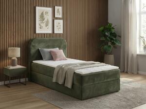 Kárpitozott boxspring ágy FORENA 90x200 cm sötétzöld Matrac: Bonell rugós matrac