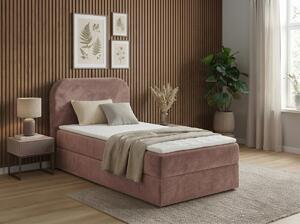 Kárpitozott boxspring ágy FORENA 90x200 cm óarany rózsaszínű Matrac: Bonell rugós matrac