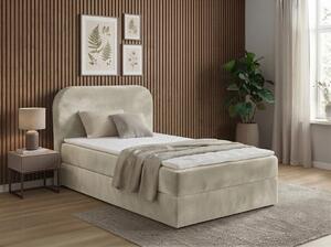 Kárpitozott boxspring ágy FORENA 90x200 cm krém színben Matrac: Bonell rugós matrac