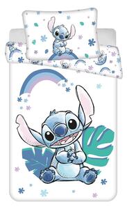 Fehér-kék pamut gyerek ágyneműhuzat babaágyhoz 135x100 cm Lilo and Stitch "Rainbow" – Jerry Fabrics