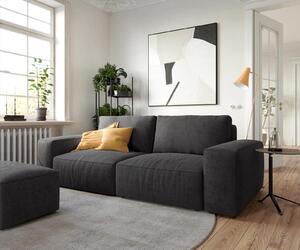 DELIFE Nagy kanapé Lanzo 230x95 cm mikroszálas fekete puffal